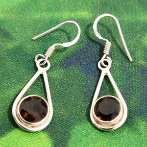Smokey Quartz Dangle Earrings in .925 Sterling Silver